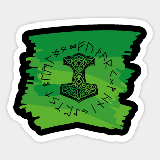 Vikings Norse Mythology Mjolnir and Runes Asatru Viking Gift Sticker